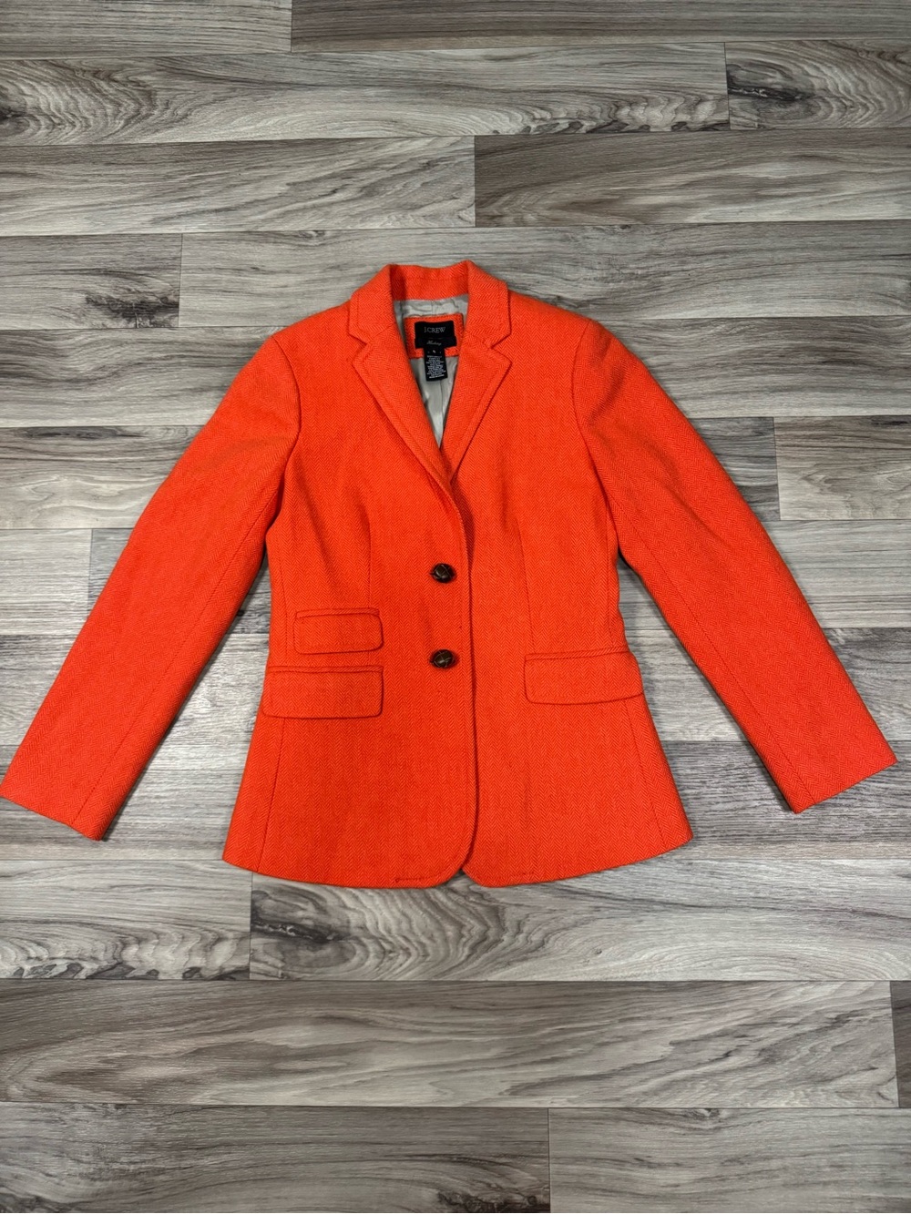 J. Crew Wool Herringbone Tweed Blazer Jacket in Orange Size 6